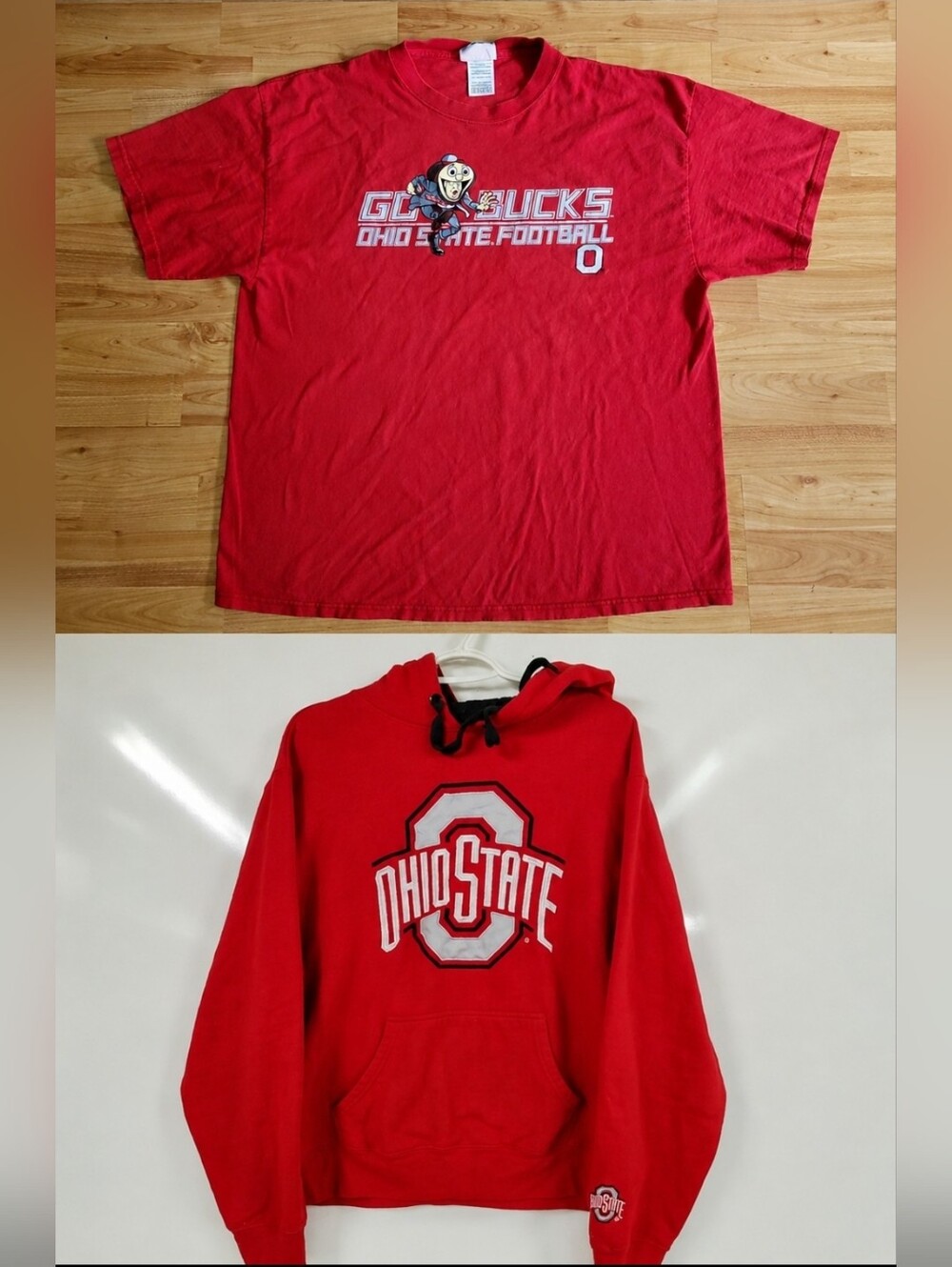 Ohio State Red XL Bundle: Vintage Red 1990s T-shirt + Red Hoodie NCAA College